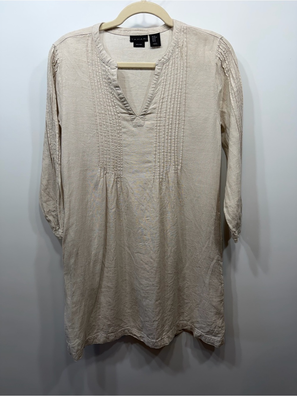 Tahari 100% Linen Cream Lightweight Tunic Size XS - Picture 2 of 10